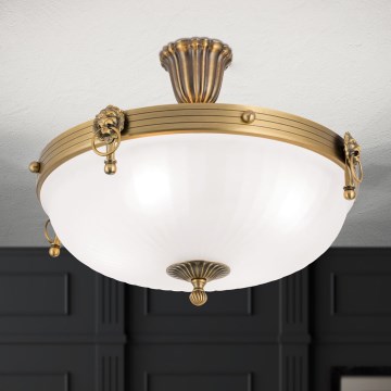 Ytmonterad ljuskrona ROCCA 4xE27/60W/230V diameter 43 cm brons/vit