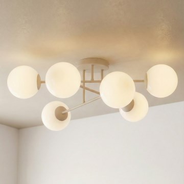 Ytmonterad ljuskrona ROMA 6xE14/10W/230V beige