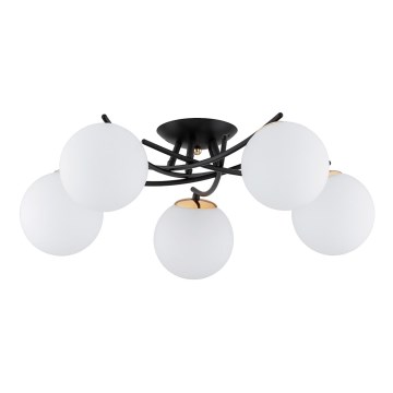 Ytmonterad ljuskrona SAVI 5xE14/10W/230V svart/guld