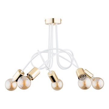 Ytmonterad ljuskrona TANGO 5xE27/15W/230V vit/guld