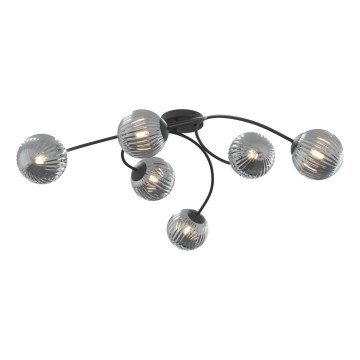 Ytmonterad ljuskrona VIBRA 6xE14/10W/230V svart/grå