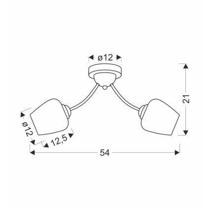 Ytmonterad ljuskrona ZINA 2xE27/40W/230V mässing/vit