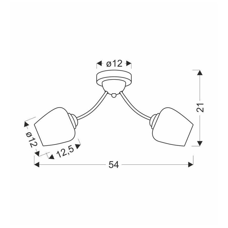 Ytmonterad ljuskrona ZINA 2xE27/40W/230V mässing/vit