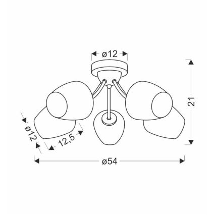 Ytmonterad ljuskrona ZINA 5xE27/40W/230V mässing/vit