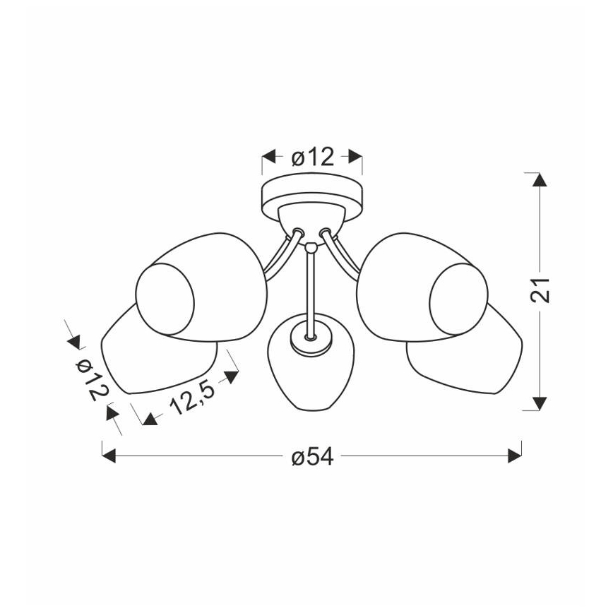 Ytmonterad ljuskrona ZINA 5xE27/40W/230V mässing/vit