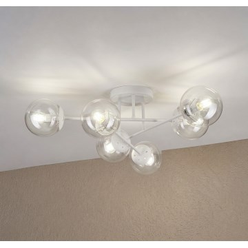 Ytmonterad takkrona MALENA 6xE14/5W/230V vit/klar