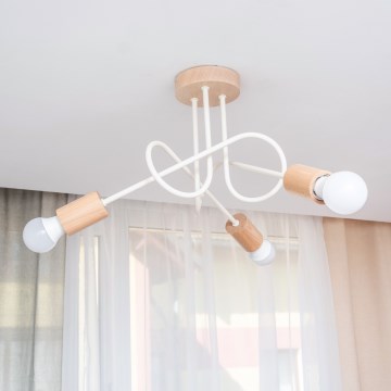 Ytmonterad takkrona OXFORD 3xE27/15W/230V furu/krämfärgad