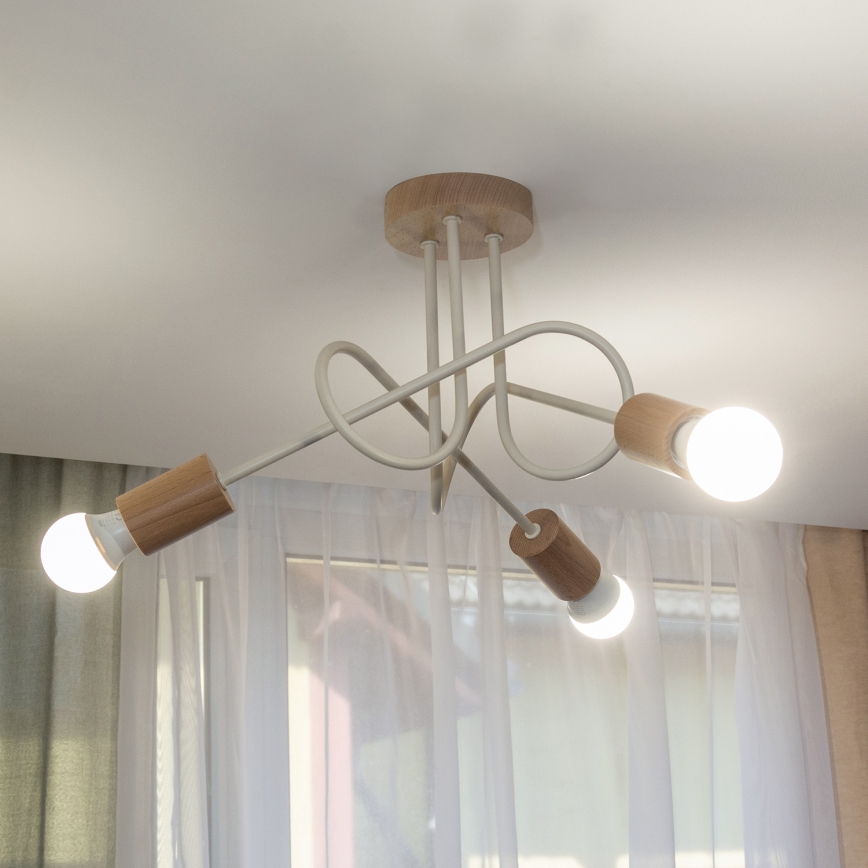 Ytmonterad takkrona OXFORD 3xE27/15W/230V furu/krämfärgad