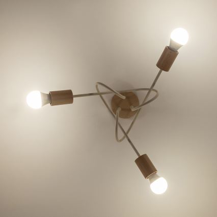 Ytmonterad takkrona OXFORD 3xE27/15W/230V furu/krämfärgad