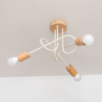 Ytmonterad takkrona OXFORD 3xE27/15W/230V furu/krämfärgad