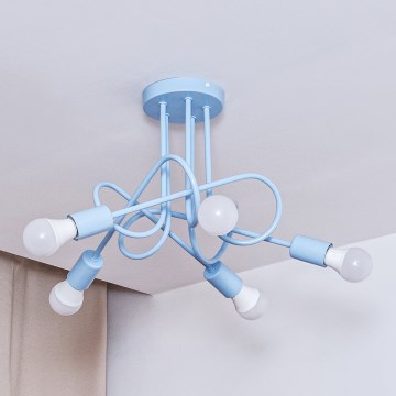 Ytmonterad takkrona OXFORD 5xE27/15W/230V blå