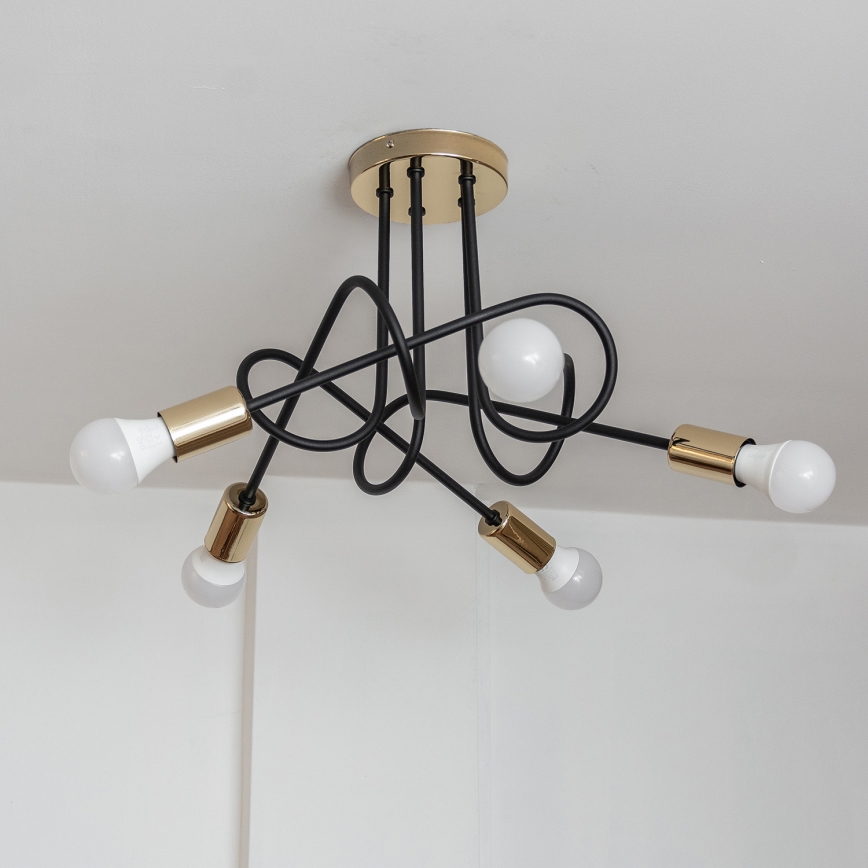 Ytmonterad takkrona OXFORD 5xE27/15W/230V guld/svart