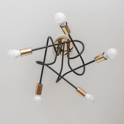 Ytmonterad takkrona OXFORD 5xE27/15W/230V guld/svart