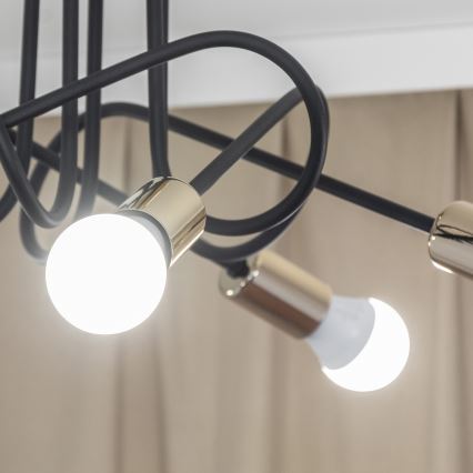 Ytmonterad takkrona OXFORD 5xE27/15W/230V guld/svart