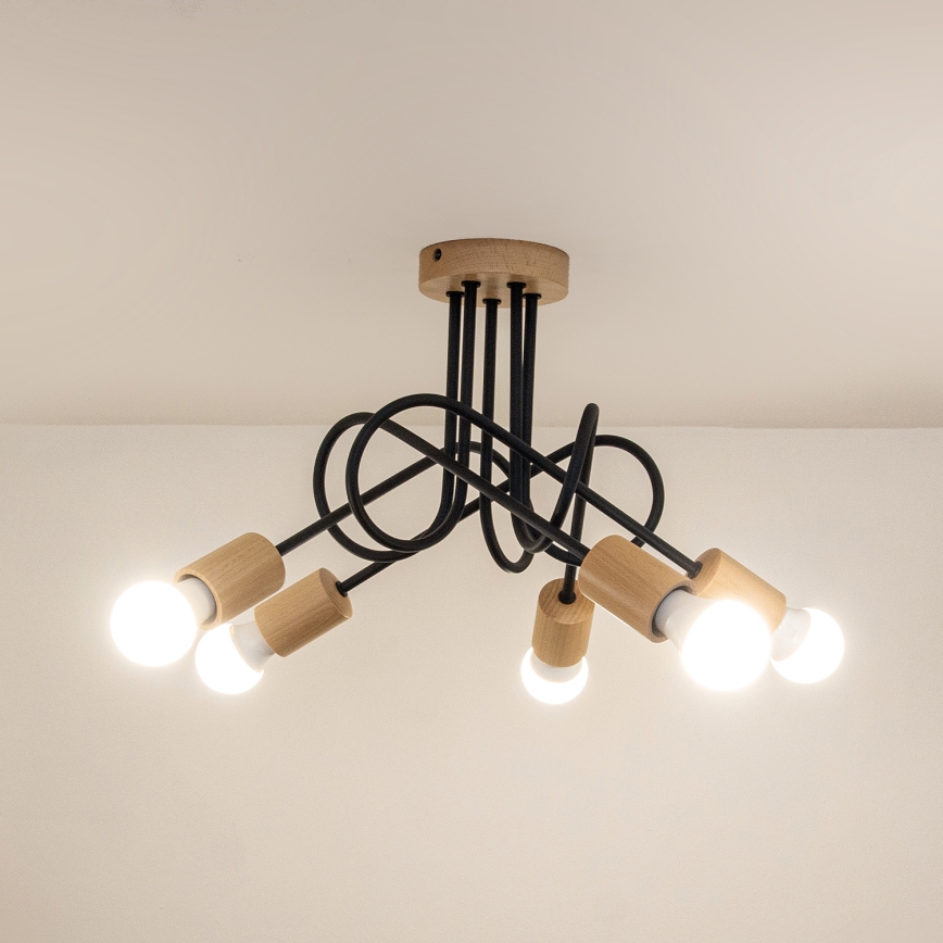 Ytmonterad takkrona OXFORD 5xE27/15W/230V tall/svart