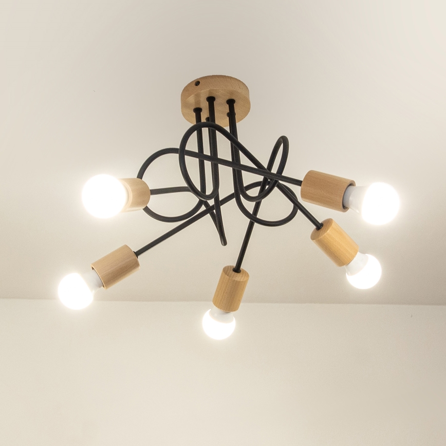 Ytmonterad takkrona OXFORD 5xE27/15W/230V tall/svart