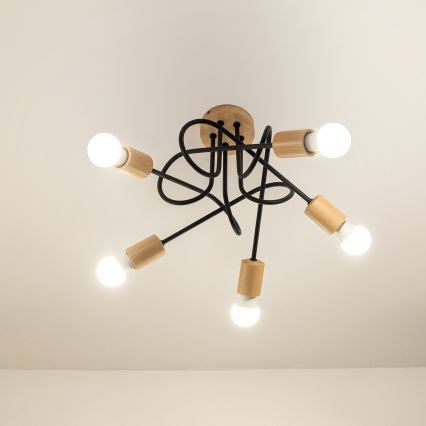 Ytmonterad takkrona OXFORD 5xE27/15W/230V tall/svart