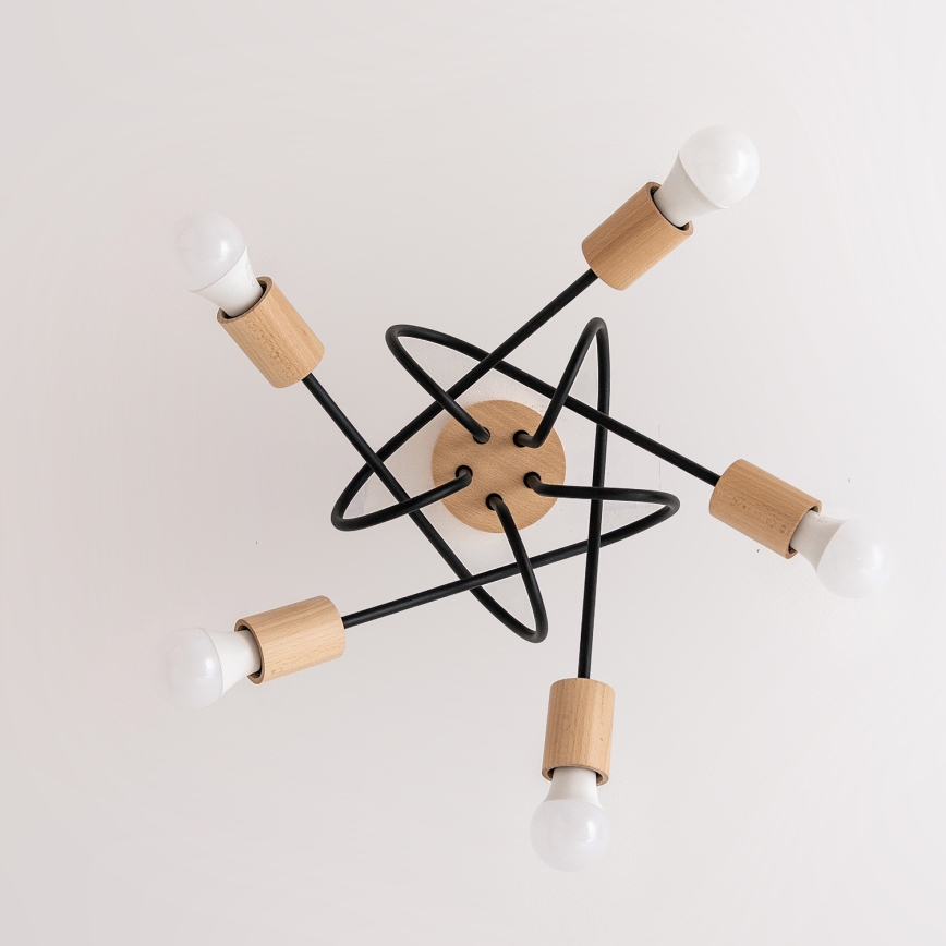 Ytmonterad takkrona OXFORD 5xE27/15W/230V tall/svart