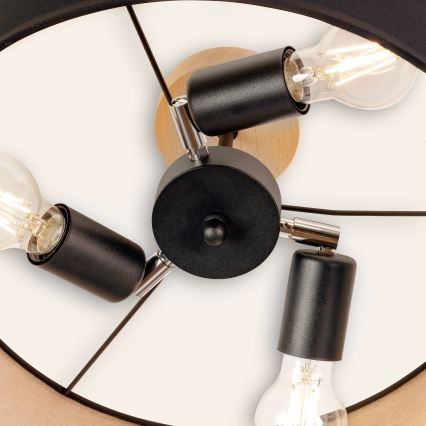 Ytmonterad taklampa ALBA, 3 x E27, 15 W, 230 V, Ø 40 cm, svart/brun