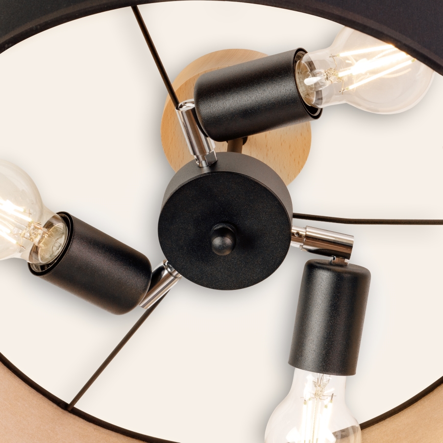 Ytmonterad taklampa ALBA, 3 x E27, 15 W, 230 V, Ø 40 cm, svart/brun