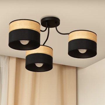 Ytmonterad taklampa ALBA 3xE27/15W/230V, Ø 66 cm, svart/brun