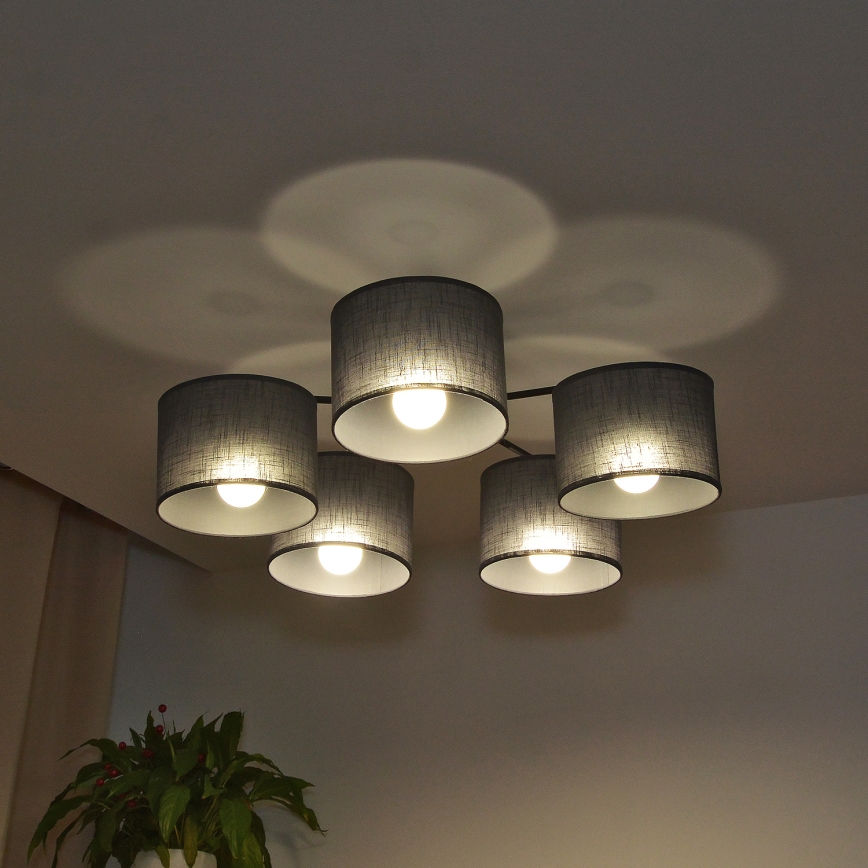 Ytmonterad taklampa ALBA 5xE27/15W/230V grå