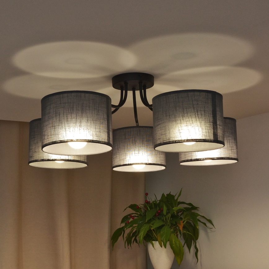 Ytmonterad taklampa ALBA 5xE27/15W/230V grå