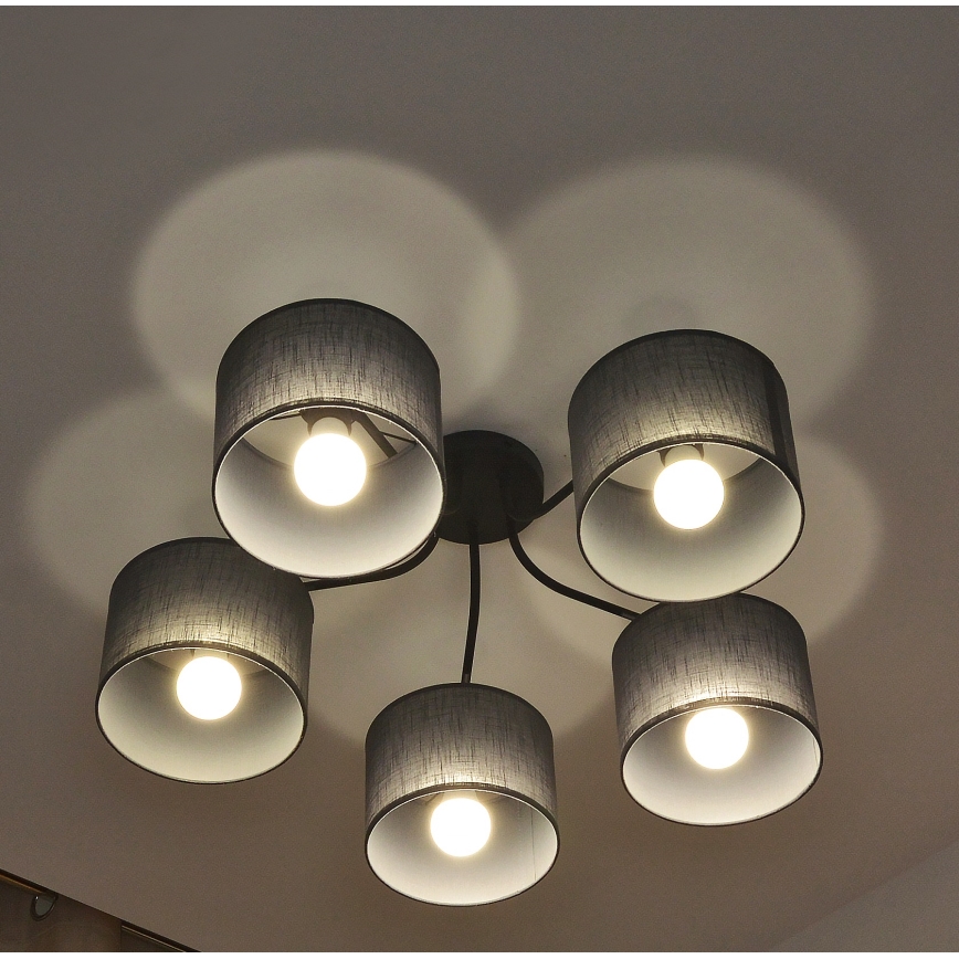 Ytmonterad taklampa ALBA 5xE27/15W/230V grå