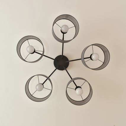 Ytmonterad taklampa ALBA 5xE27/15W/230V grå