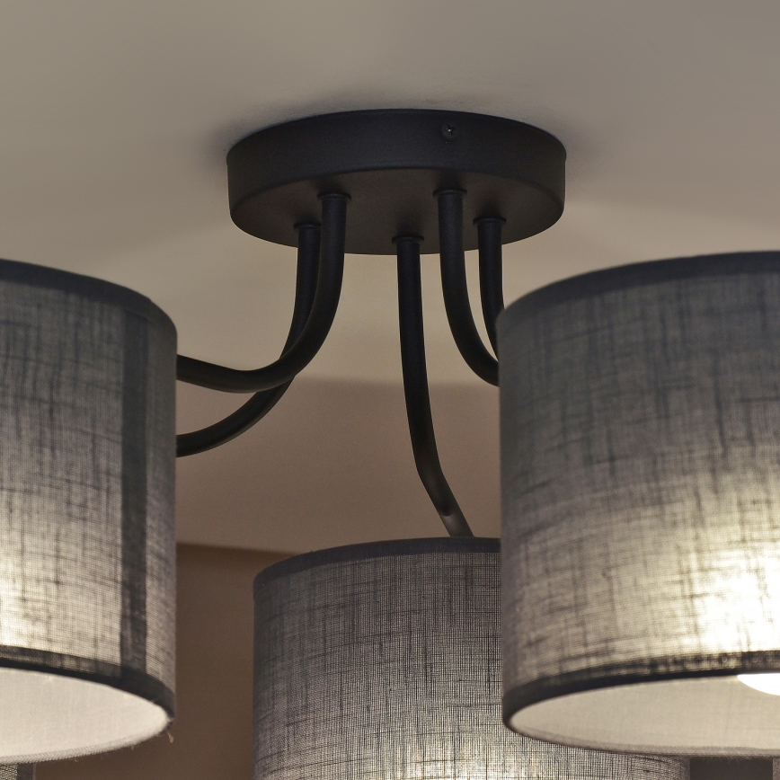 Ytmonterad taklampa ALBA 5xE27/15W/230V grå