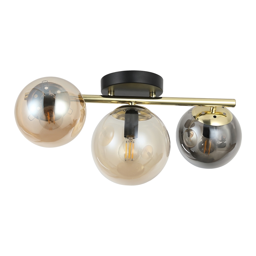 Ytmonterad taklampa AURIS 3xE14/15W/230V guld/rökigt svart/beige