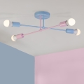 Ytmonterad taklampa CAMBRIDGE 4xE27/15W/230V blå/rosa