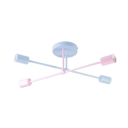 Ytmonterad taklampa CAMBRIDGE 4xE27/15W/230V blå/rosa