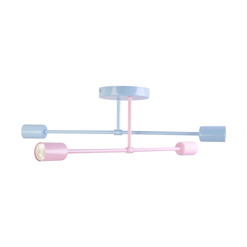 Ytmonterad taklampa CAMBRIDGE 4xE27/15W/230V blå/rosa