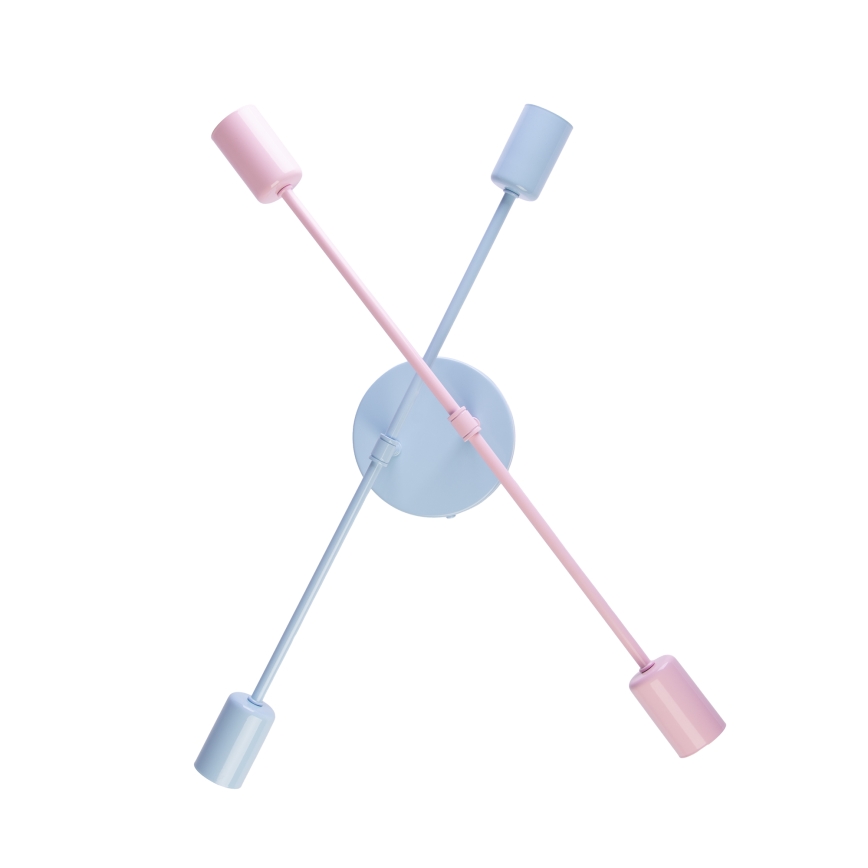 Ytmonterad taklampa CAMBRIDGE 4xE27/15W/230V blå/rosa