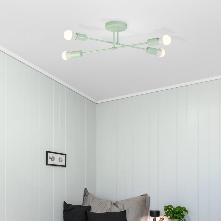 Ytmonterad taklampa CAMBRIDGE 4xE27/15W/230V grön