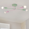 Ytmonterad taklampa CAMBRIDGE 4xE27/15W/230V grön/rosa