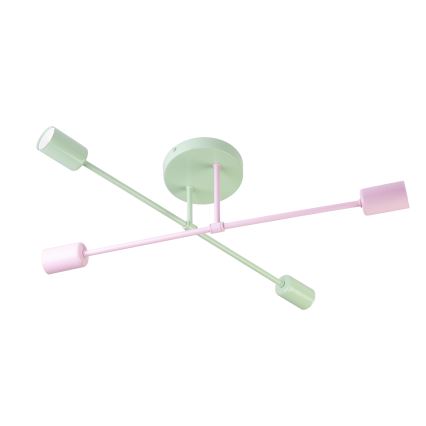 Ytmonterad taklampa CAMBRIDGE 4xE27/15W/230V grön/rosa