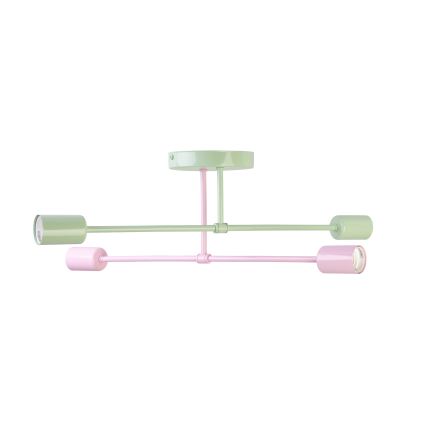 Ytmonterad taklampa CAMBRIDGE 4xE27/15W/230V grön/rosa