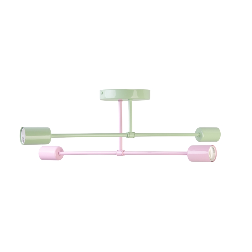 Ytmonterad taklampa CAMBRIDGE 4xE27/15W/230V grön/rosa
