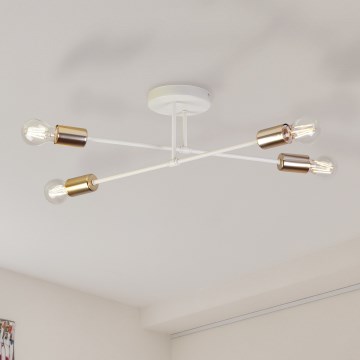 Ytmonterad taklampa CAMBRIDGE 4xE27/15W/230V mässing/vit