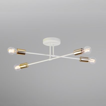 Ytmonterad taklampa CAMBRIDGE 4xE27/15W/230V mässing/vit