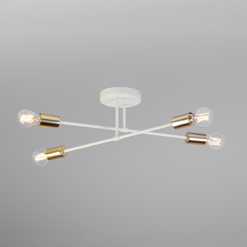 Ytmonterad taklampa CAMBRIDGE 4xE27/15W/230V mässing/vit