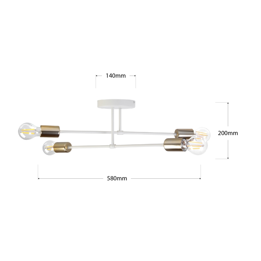 Ytmonterad taklampa CAMBRIDGE 4xE27/15W/230V mässing/vit