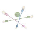 Ytmonterad taklampa CAMBRIDGE 6xE27/15W/230V grön/blå/rosa