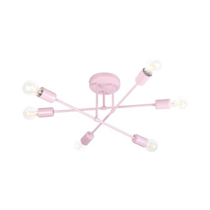 Ytmonterad taklampa CAMBRIDGE 6xE27/15W/230V rosa