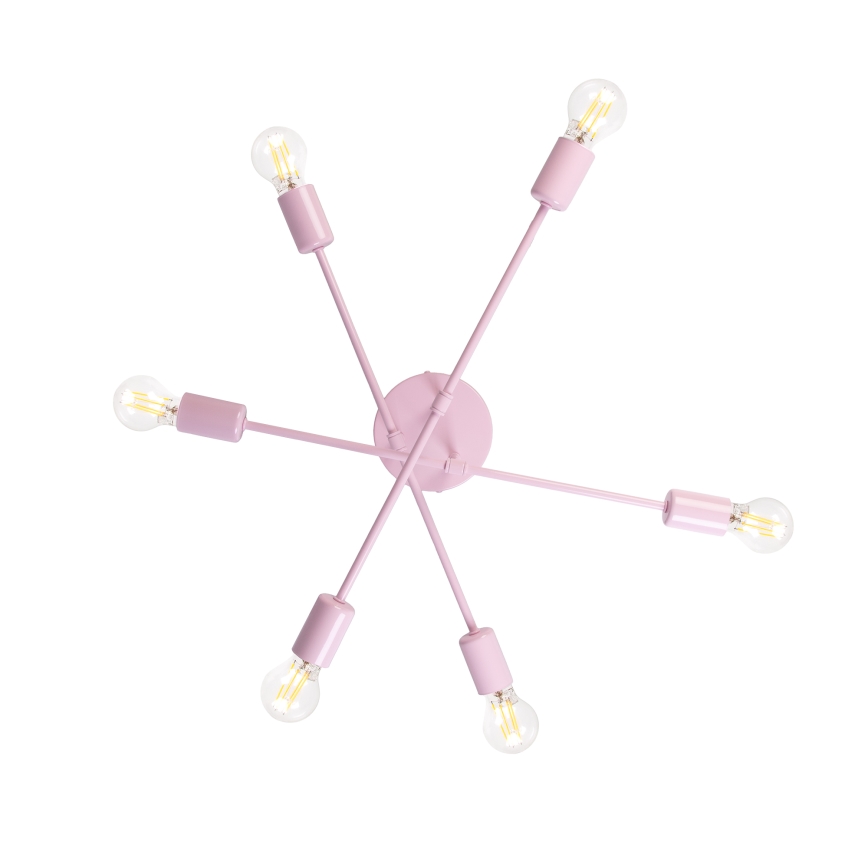 Ytmonterad taklampa CAMBRIDGE 6xE27/15W/230V rosa