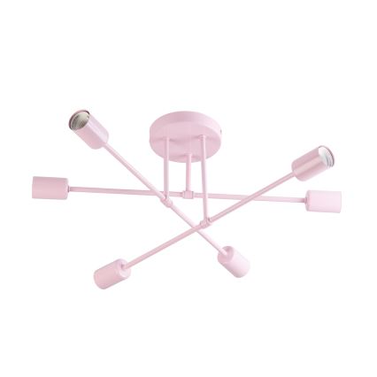 Ytmonterad taklampa CAMBRIDGE 6xE27/15W/230V rosa