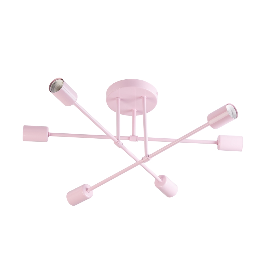 Ytmonterad taklampa CAMBRIDGE 6xE27/15W/230V rosa