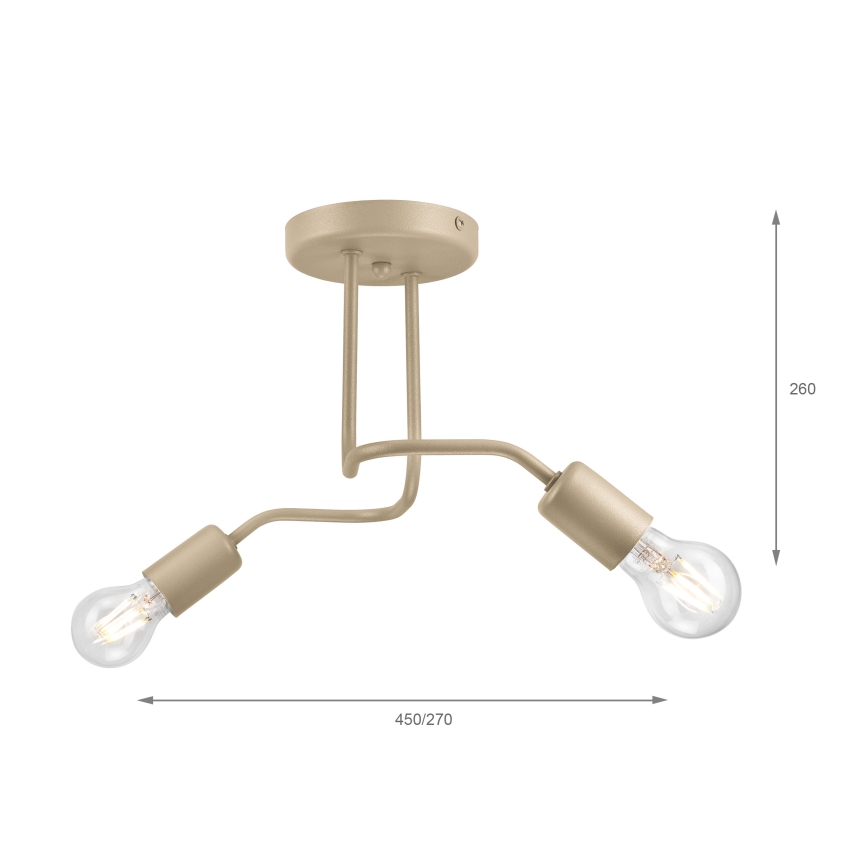 Ytmonterad taklampa CHARLIE 2xE27/15W/230V beige